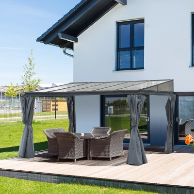 Outsunny Hardtop Gazebo Aluminium Grey 4x3m