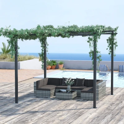 Outsunny 3 x 3 Meter Metal Pergola Gazebo Grape Trellis Climbing Plants Outdoor Sun Shelter Arbours Garden