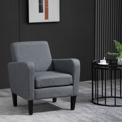 HOMCOM Linen Single Armchair, with Padded Seat - Grey