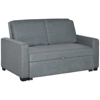 HOMCOM Modern 2 Seater Sofa Bed Click Clack Couch Sleeper Settee, Grey