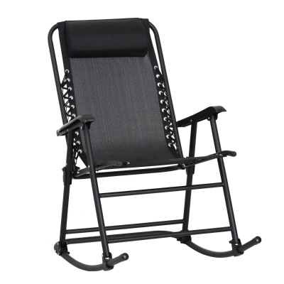 Outsunny Folding Rocking Chair Zero Gravity W/ Headrest-Black