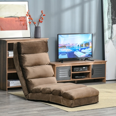 HOMCOM Suedette Eight-Position Lazy Chair - Brown