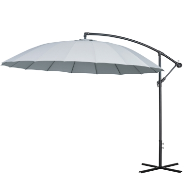 Parasol déporté rond inclinable dim. Ø 2,96 x 2,45H m polyester