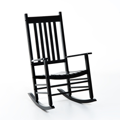 Outsunny Porch Rocking Chair, Poplar Wood, 69Wx86Dx115H cm-Black