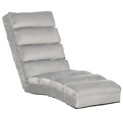 HOMCOM Folding Sofa Bed Lounge Floor Chaise Sleeper Seat Chair w/ Pillow, Light Grey