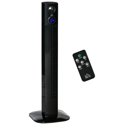HOMCOM Freestanding Tower Fan Cooling w/ Aroma Function, Oscillating, RC, Black