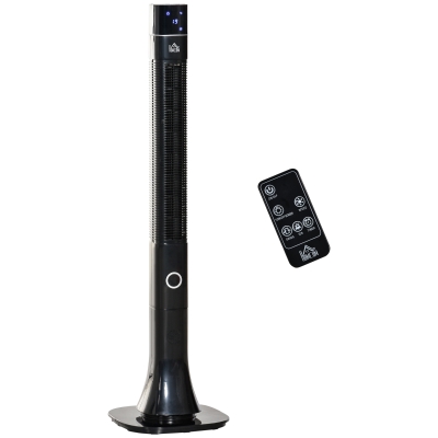 HOMCOM Anion Tower Fan Cooling for Bedroom w/ Oscillating, Remote Control, LED, Black