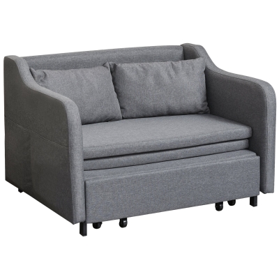 HOMCOM Modern Two Seater Sofa Convertible Sleeper Sofa Bed w/ Armrest Living Room