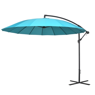 Parasol déporté rond inclinable dim. Ø 2,96 x 2,45H m polyester