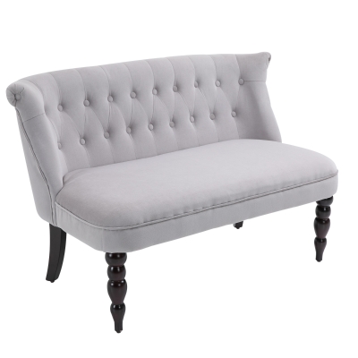 HOMCOM Vintage Armless Button-Tufted Fabric Loveseat 2 Seat Sofa Couch