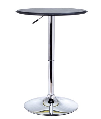 HOMCOM Table de Bar Table Bistro Mange-debout Chic Style Contemporain Table Ronde Hauteur réglable 67-93 cm Ø 63 cm Plateau pivotant 360° métal chromé PVC Noir