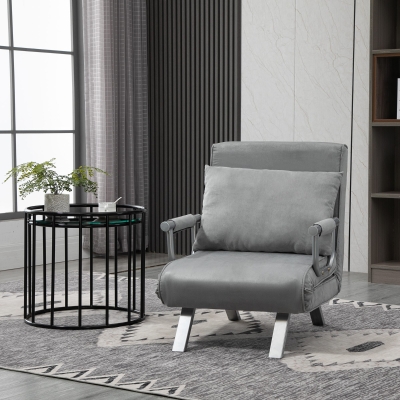 HOMCOM Adjustable Futon Sofa Chair Suedette Grey