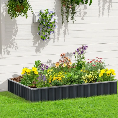 Outsunny Metal Raised Garden Bed, DIY Large Steel Planter Box, No Bottom w/ A Pairs of Glove for Backyard, Patio to Grow Vegetables, Herbs, and Flowers, 258cmx90cm