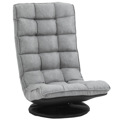 HOMCOM Folding Sofa Chair Recliner Swivel Base Adjustable Backrest Home Office Grey