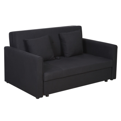 HOMCOM Polycotton 2-Seater Sofa Bed w/ Pillows Dark Grey