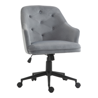 Chaise de bureau design Chesterfield piètement noir velours
