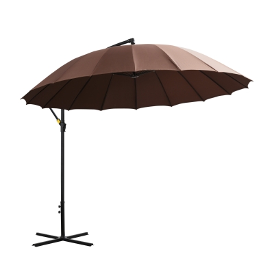 Parasol déporté rond inclinable dim. Ø 2,96 x 2,45H m polyester