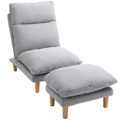 HOMCOM Adjustable Lazy Sofa Set Reclining Lounge Chair with Footstool for Living Room