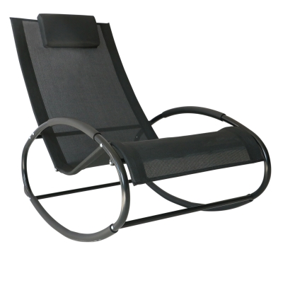 Outsunny Orbital Zero Gravity Rocking Chair, 105Lx62Wx88H cm,Texteline-Black