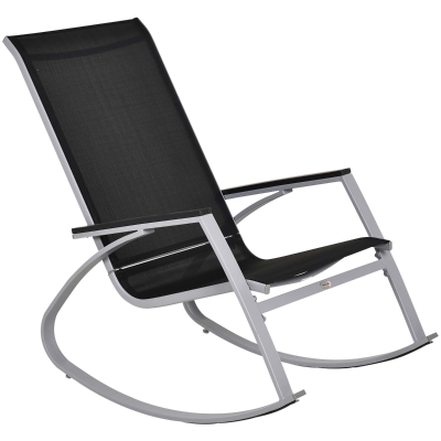 Outsunny Texteline Rocking Chair-Black/Silver