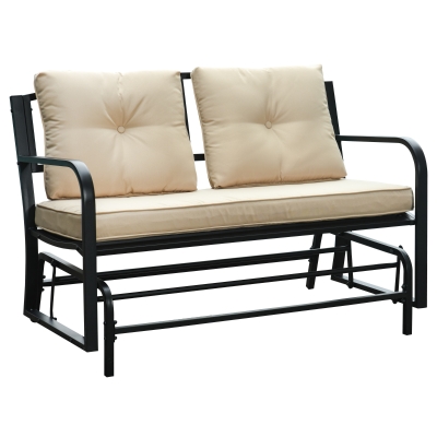 Outsunny Garden Porch Glider Swing Loveseat Lounge Chair for 2 People w/Cushion