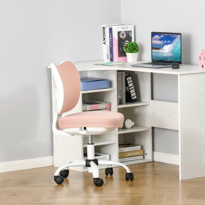 Vinsetto Sedia da Ufficio in Tessuto, 46x51x78-87,5cm, Rosa