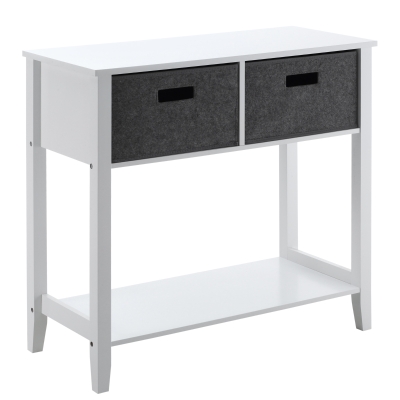 HOMCOM Mesa Consola Mesa de Entrada con 2 Cajones de Tela y 1 Estante de Almacenamiento Mueble Recibidor para Pasillo Salón 80x35x76 cm Blanco
