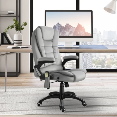 Vinsetto Sedia da Ufficio con Funzione Massaggiante 67x67x116-126 cm Grigio