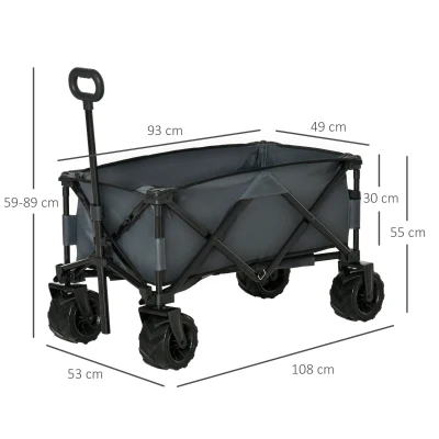 Outsunny Carrello da Giardino con Maniglia Telescopica Grigio