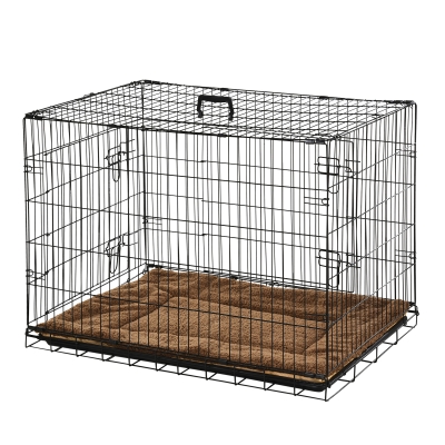 PawHut Transportín Perros 60x43x51cm + 1 Cojin Incluido Jaula con Asa Transporte Reja de Alambre de Hierro