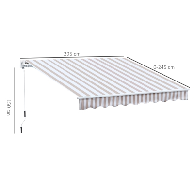 Outsunny Tenda da Sole per Esterno con Manovella, 295x245cm, Beige e Bianco