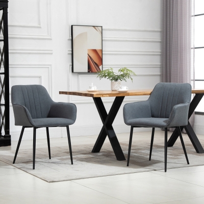 HOMCOM Set 2 Sedie da Pranzo 59.5 x 56.5 x 81cm Grigio Scuro
