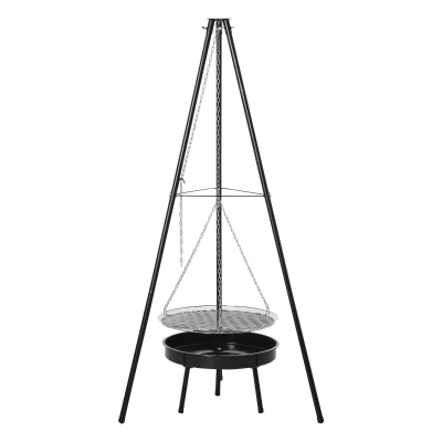 Outsunny Tripod Charcoal Barbecue Grill, size (70x70x165cm)-Black