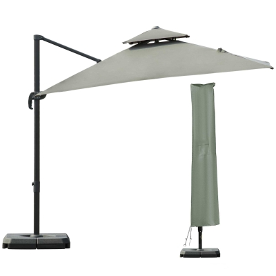 Outsunny Cantilever Parasol 360 Degree Rotation Angle Adjustment Outdoor Market Garden Umbrella - Dark Grey