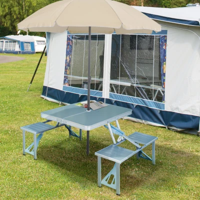 Outsunny Portable Picnic Table Chair Set Aluminium