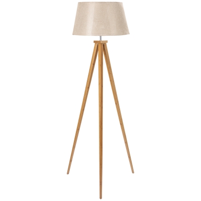 HOMCOM Lampadaire trépied pieds en bois et abat-jour aspect lin 40 W dim. 59L x 59l x 152H cm