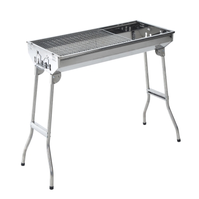 Outsunny Portable Charcoal BBQ Grill, Stainless Steel,73Lx33Wx71H cm-Silver