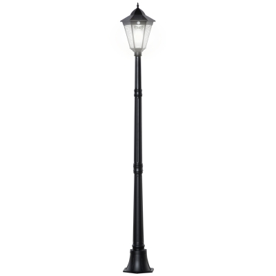 Outsunny Garden Lamp Post Light, IP44 Outdoor LED Solar Powered Lantern Lamp with Aluminium Frame for Patio, Pathway and Walkway, Black