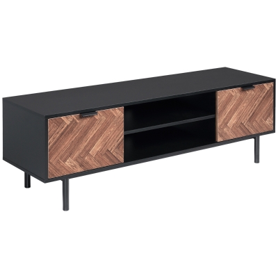 HOMCOM Modern TV Unit with Storage for TVs up to 50", Media Console with 2 Cupboards and Open Shelves, TV Stand for Bedroom, Living Room, Black