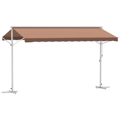 Outsunny Standmarkise, Neigungsverstellbar, Farbe: Braun, 4,5 x 3,4 m