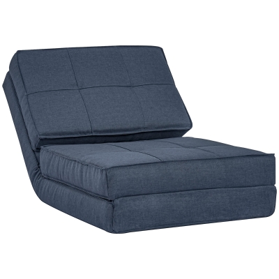 HOMCOM 3-in-1 Bodensofa, klappbar, Leinenoptik, Dunkelblau, 61 x 73 x 58 cm