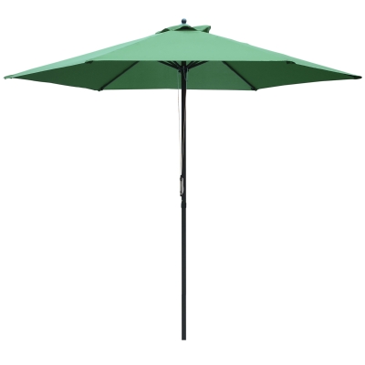 Outsunny 2.8m Patio Sun Umbrella Parasol Outdoor 6 Ribs Sunshade Canopy Manual Push Garden Backyard Furniture Green BASE NOT INCLUDED
