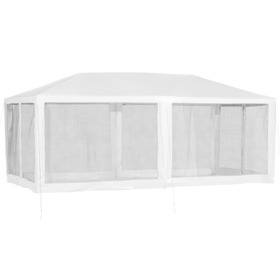 Outsunny Tonnelle Blanche 6 Parois Moustiquaires 6 x 3 x 2.,5 m