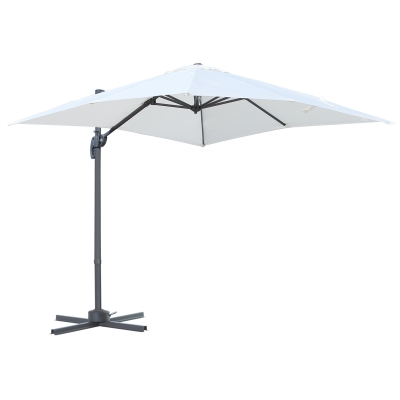 Outsunny Ombrellone da Giardino Decentrato Regolabile su 5 Livelli, Crema 250x250cm