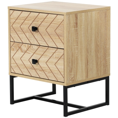 Homcom Comodino Stile Industrial in Legno Natual Wood e Metallo Nero