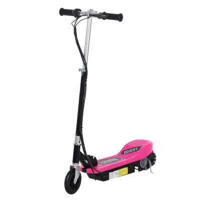 HOMCOM Patinete Eléctrico Plegable para Niños y Adolescentes de +7 Años Scooter Eléctrico con Manillar Ajustable en Altura y Frenos Carga Máx. 50 kg 78x37x91-99 cm Rosa