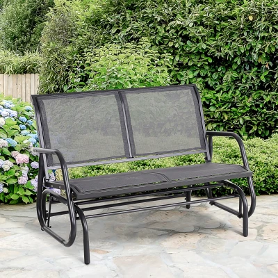 Outsunny 2-Person Outdoor Glider Bench - Patio Double Swing Gliding Chair Loveseat with Powder Coated Steel Frame for Garden, Patio, Porch, Grey