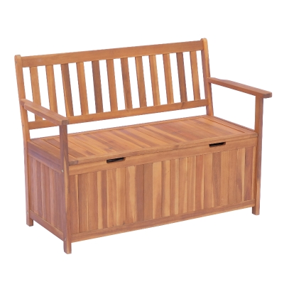 Outsunny Gartenbank Truhenbank Sitzbank mit Stauraum 2-Sitzer Holz Braun B120 x T60 x H87cm