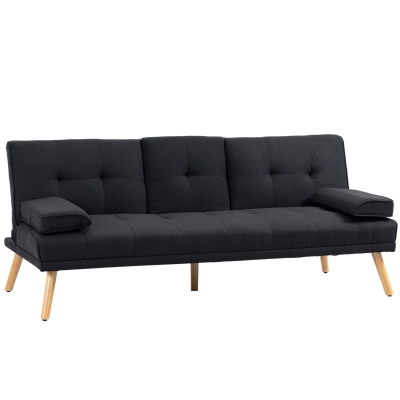 Canapé convertible 3 places design scandinave tissu anthracite