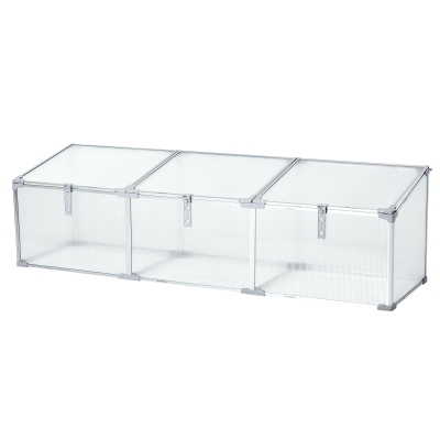 Outsunny® Alu-Gewächshaus Frühbeet Treibhaus Aufzucht Pflanzenhaus 3 separate Deckel PC 180 x 51 x 51 cm